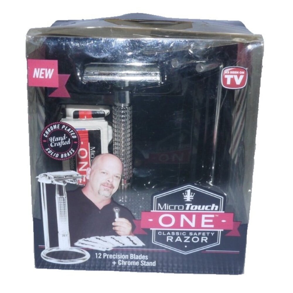 MICRO TOUCH One Classic Safety Razor chrome plated brass NEW 2013 PACKGE DAMAGED